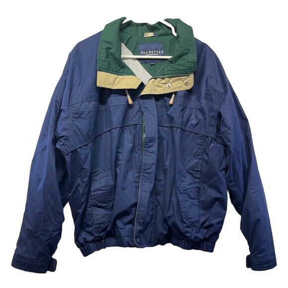 Van Heusen Jacket Adult Men's Large Blue 90s Y2K Golf Full Zip Windbreaker - Picture 1 of 4